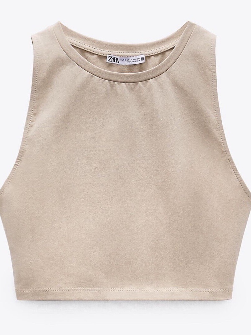 Zara Sleeveless Crop Top in Beige